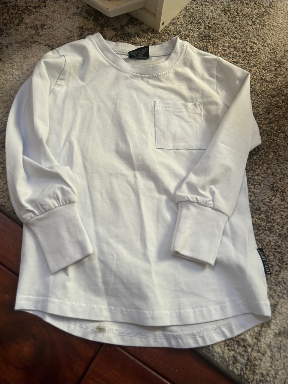 Little Bipsy White Long-Sleeve Pocket Tee